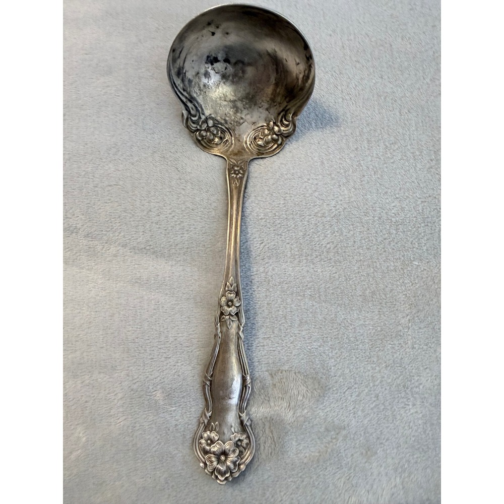Vintage 1910 Wm Rogers & Son AA Orange Blossom Silverplate Gravy Ladle 7.25"